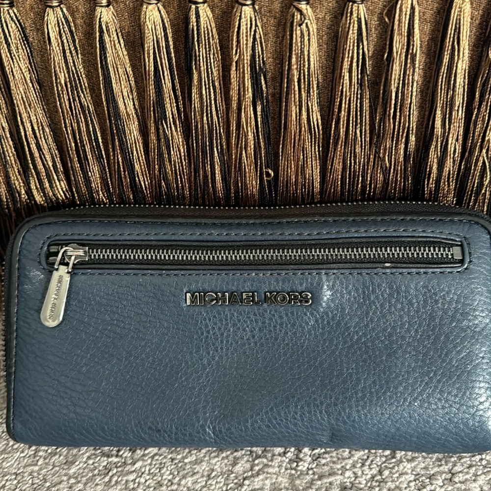 Michael Kors, wallet, leather, navy blue